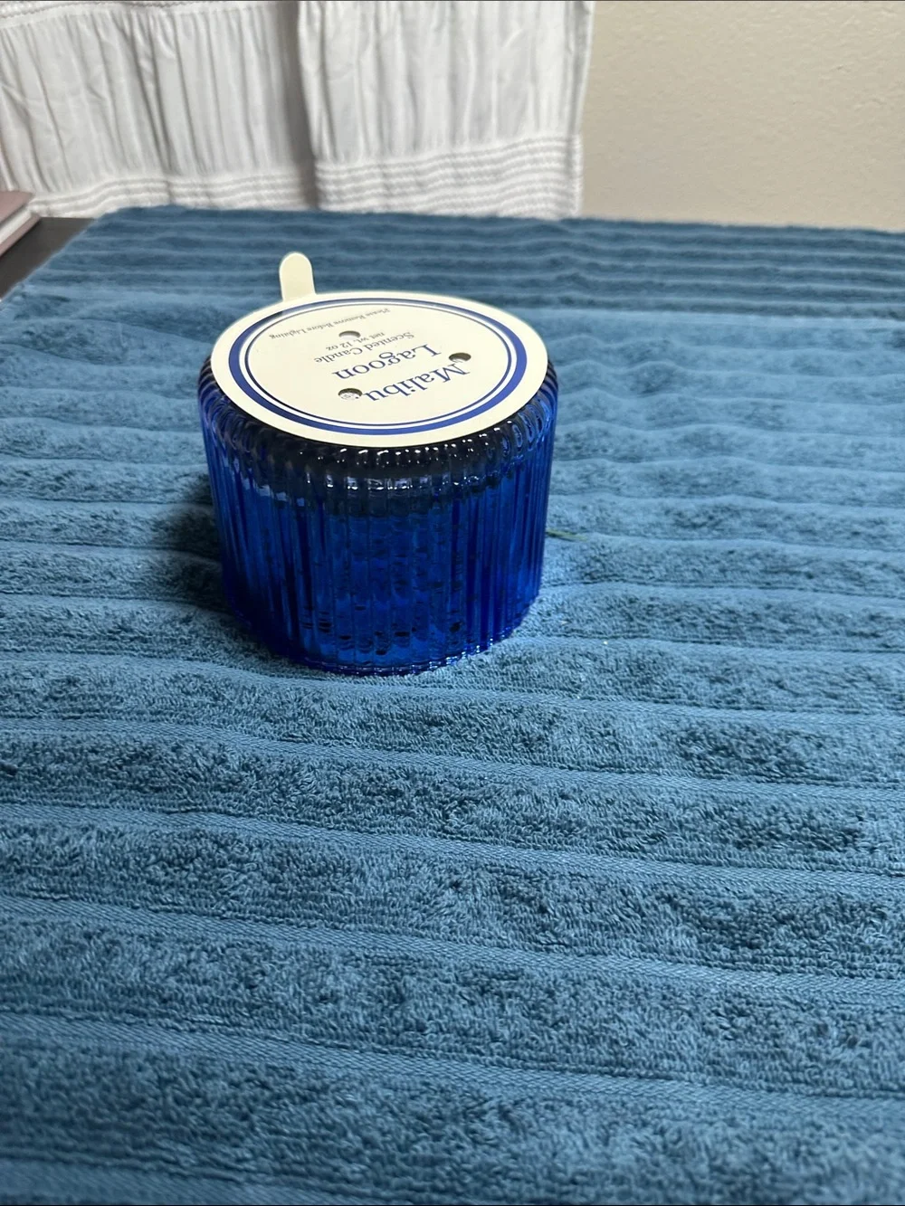 Coffee Cup Decorative Serving Tray with Wood Frame -& Blue Candle NWT